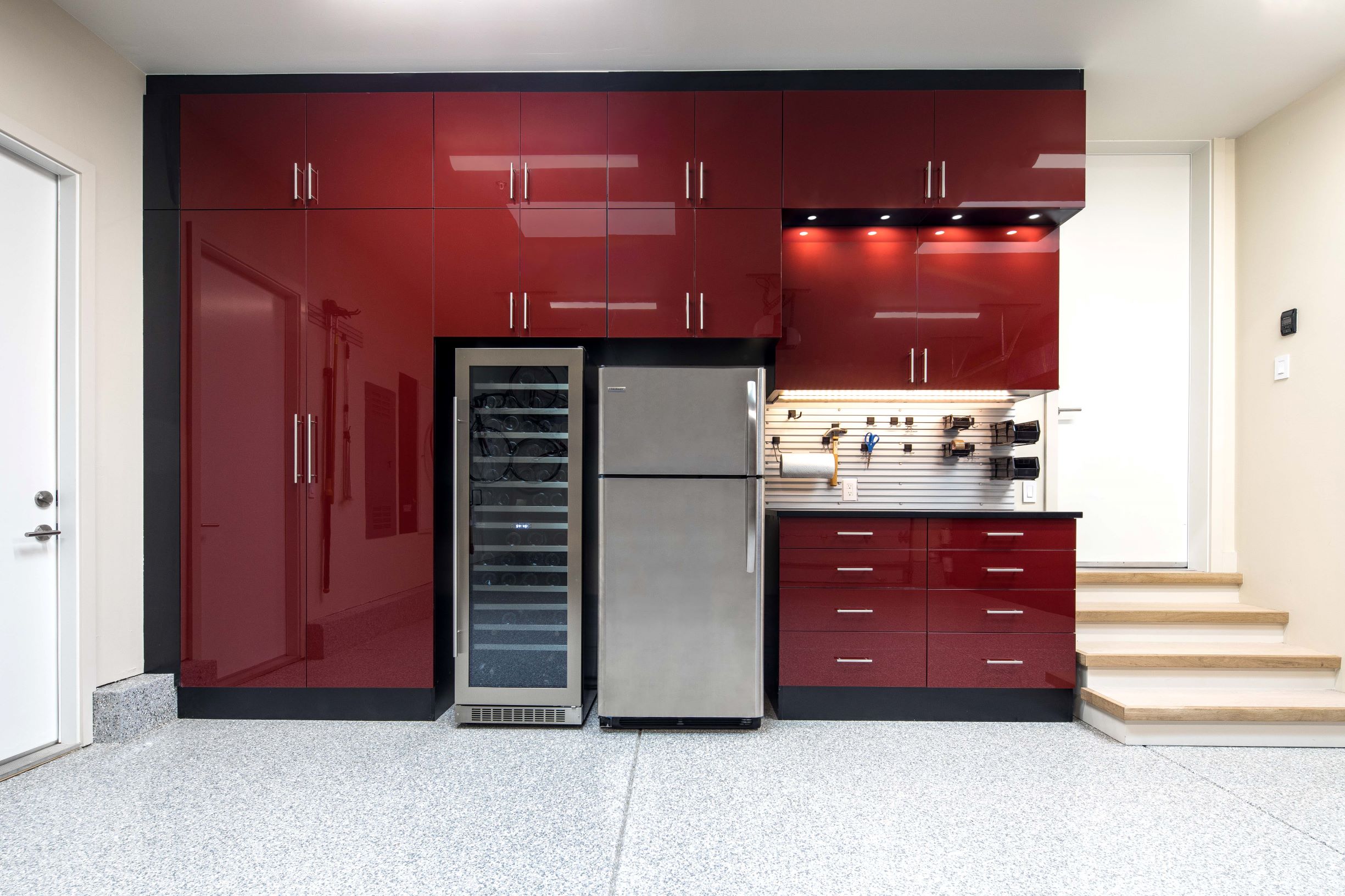 Red garage deals cabinets